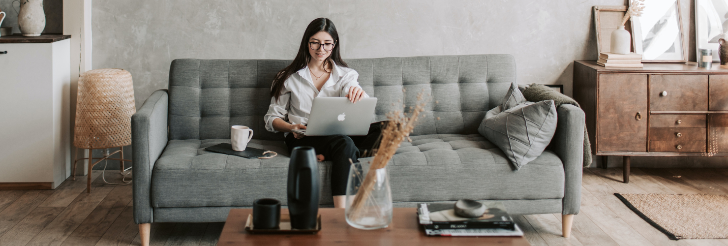 young woman on computer