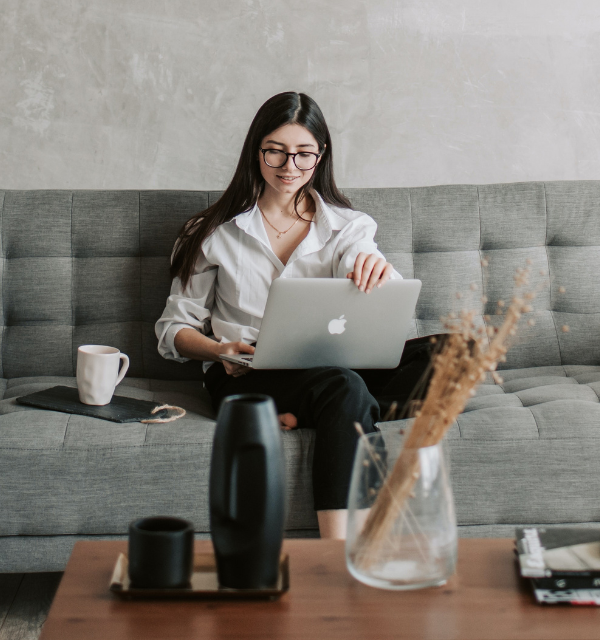 young woman on computer