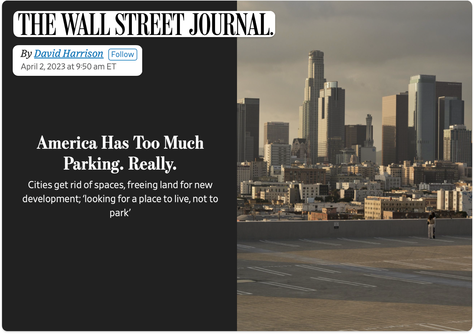 Wall Street Journal about Parking space